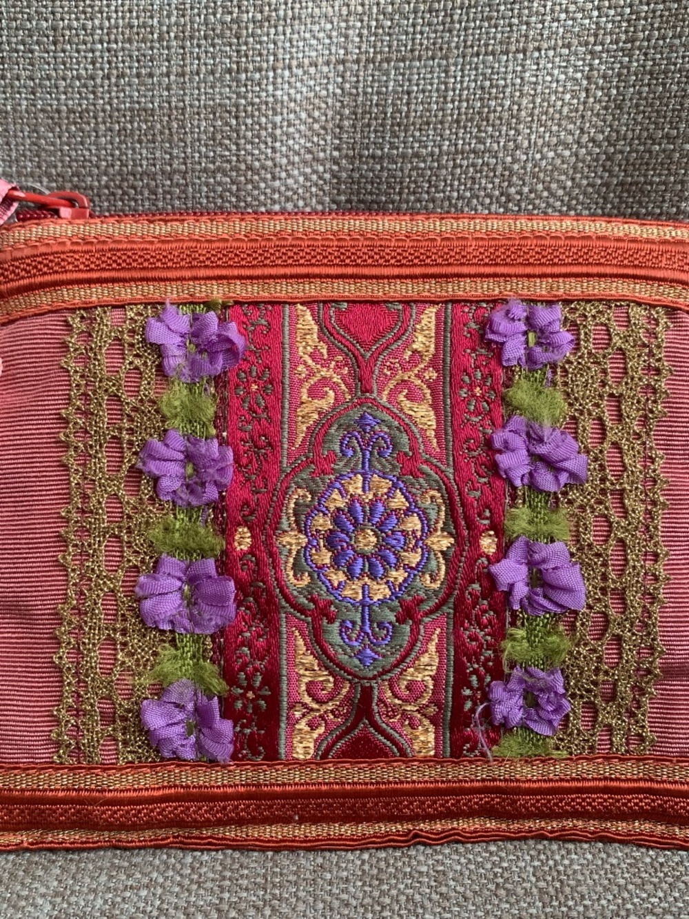 Japan Chimaki Small Handbag Bag Zipper Pouch Lace Embroidered